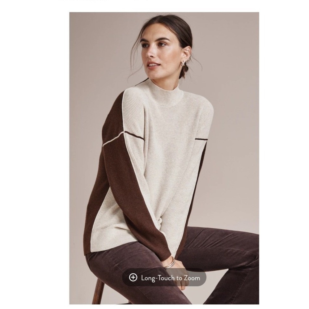 J. Jill Women's Ribbed Color-Blocked Relaxed Fit Long Sleeves Sweater Pullover M
